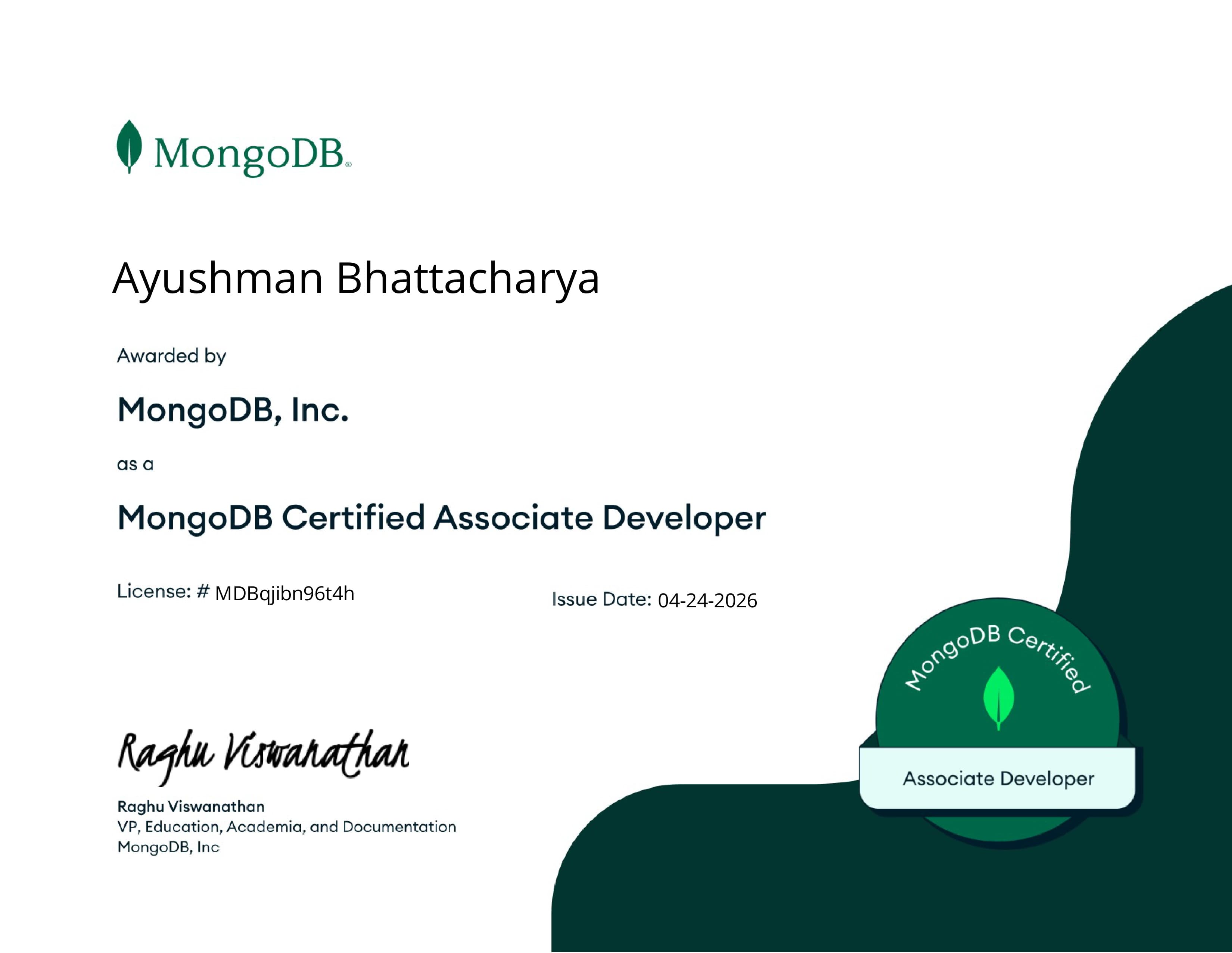 MongoDB Associate Developer